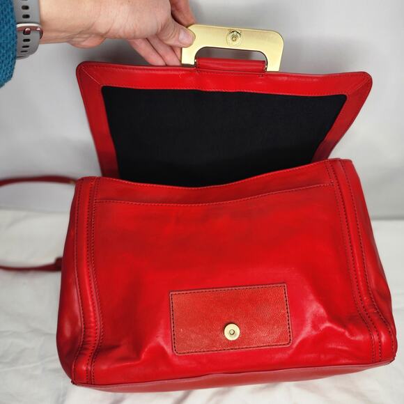 Diane Von Furstenberg Red Leather New Harper Charlotte Shoulder Bag - Picture 2 of 16